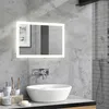 A modern bathroom sink area with a lit mirror above it. Anteprima dell’immagine prodotto
