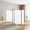 A bedroom scene with a white room divider set up. Voir les images du produit