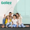 A family is sitting together under a structure that resembles a house roof, symbolizing home and comfort. Produktbild-Vorschau