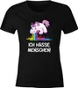 Damen T-Shirt Spruch Ich hasse Menschen kotzendes Einhorn Produktbild-Vorschau 2