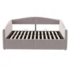 A light gray upholstered daybed with its mattress support frame visible. Produktbild-Vorschau