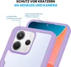 Close-up view of a phone case with callouts highlighting its features. Produktbild-Vorschau