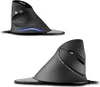Two views of a black ergonomic vertical mouse against a white background. Produktbild-Vorschau