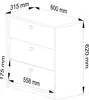 A technical drawing of a shoe cabinet with dimensions indicated. Anteprima dell’immagine prodotto