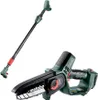 A Metabo telescopic chainsaw and its detachable power unit are displayed against a white background. Podgląd zdjęcia produktu