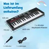 A product image showing a children's keyboard with dimensions and included accessories, along with descriptive text. Náhled obrázku produktu