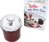 A jar of jam and a recipe booklet are displayed side-by-side against a white background. Voir les images du produit