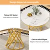 OKWISH Table À Manger - Ronde Avec Plateau Marbré, MDF Et Voir les images du produit 3