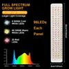 A marketing image for a full-spectrum LED grow light panel, showing its specifications and a light spectrum graph. Produktbild-Vorschau