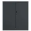 A front view of a dark gray metal filing cabinet with two doors and a lock. Náhľad obrázku produktu