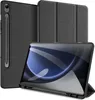 A black tablet case with a stylus holder is shown in a studio setting. Podgląd zdjęcia produktu