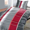 4 tlg Flausch Bettwäsche 135 x 200 cm Streifen rot grau Produktbild-Vorschau 3