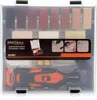 A kit for repairing wood and panels, including various colored repair sticks and a heating tool. Náhled obrázku produktu