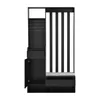 A black entryway storage unit with a padded bench and various storage compartments. Produktbild-Vorschau