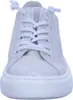 A close-up front view of a white sneaker with white laces. Produktbild-Vorschau