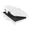 A white waffle maker shown with the lid open, revealing the black waffle plates. Podgląd zdjęcia produktu
