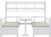 A white sofa bed with a built-in table and storage compartments. Náhled obrázku produktu