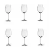 Six clear wine glasses with a subtle pattern on a white background. Anteprima dell’immagine prodotto