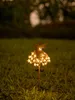 A solar-powered garden stake shaped like a fairy with lights, placed in a grassy lawn at dusk. Produktbild-Vorschau
