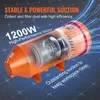 A cutaway view of an orange vacuum cleaner motor with blue lines indicating airflow, set against a blue grid background. Voir les images du produit
