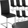 A set of black dining chairs with silver legs arranged on a white background. Produktbild-Vorschau