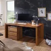 A modern home office setup with a wooden desk, computer, and decorative elements. Produktbild-Vorschau