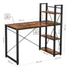 A diagram showing the dimensions of a desk with attached shelving units. Náhled obrázku produktu