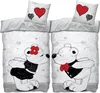 A bedding set featuring two teddy bears in a romantic pose, with heart motifs. Produktbild-Vorschau