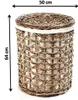 A wicker laundry basket with a lid and white liner, shown against a white background with dimensions indicated. Náhled obrázku produktu