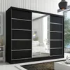 A black wardrobe with mirrored doors in a room setting. Produktbild-Vorschau