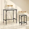 A bar table and a bar stool are shown with dimensions and weight capacity indicated. Produktbild-Vorschau