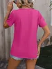 ASKSA T-shirt femme col rond été manches courtes élégant Voir les images du produit 3