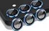 A close-up shot of multiple blue camera lens protectors arranged on a dark surface. Produktbild-Vorschau