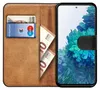 A wallet-style phone case with a Samsung Galaxy S20 FE phone inside, showing cards and banknotes. Náhľad obrázku produktu
