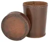 Würfelbecher aus Leder mit Deckel, braun Produktbild-Vorschau 1