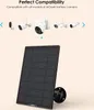 A solar panel is shown in the foreground, with a carousel of different ieGeek battery cameras displayed above it. Produktbild-Vorschau
