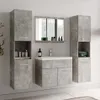 A modern bathroom vanity set with a sink, mirror, and two tall cabinets. Anteprima dell’immagine prodotto