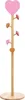A wooden coat rack with heart-shaped hooks and a heart-shaped top, standing on a circular base. Náhled obrázku produktu