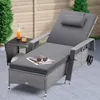 Casaria® Chaise longue en polyrotin Gris Anthracite coussin Voir les images du produit 5