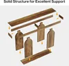 An exploded view diagram showing the assembly of a wooden console table. Podgląd zdjęcia produktu