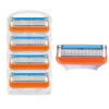 A stack of razor blade refills and a single razor blade refill shown separately on a white background. Produktbild-Vorschau