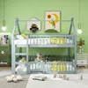 A children's bunk bed in a room with green walls and decorative art. Produktbild-Vorschau