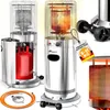 A collage of outdoor gas heaters, a gas bottle, and a hose with regulator. Produktbild-Vorschau