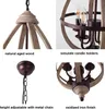 Lampadario rustico in vimini - design a 4 luci in legno a Anteprima dell’immagine prodotto 2