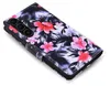 A floral patterned flip case for a smartphone is shown from a diagonal angle against a white background. Produktbild-Vorschau