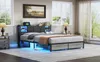 UnboxG Lit rembourré 140x200cm Lit double avec USB et Led, Voir les images du produit 2