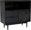 A black sideboard with drawers and a sliding door, standing on tapered legs. Produktbild-Vorschau