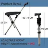 Canne-siège pliable en aluminium noir avec siège, canne de Voir les images du produit 7