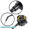 Collage showing a vacuum cleaner hose attachment and a vacuum cleaner body with a coiled hose. Produktbild-Vorschau