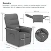 Diagram showing the dimensions of a gray recliner chair. Náhled obrázku produktu